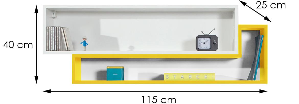 Mobi polica 2 otvora 115x40x25 belo/žuta