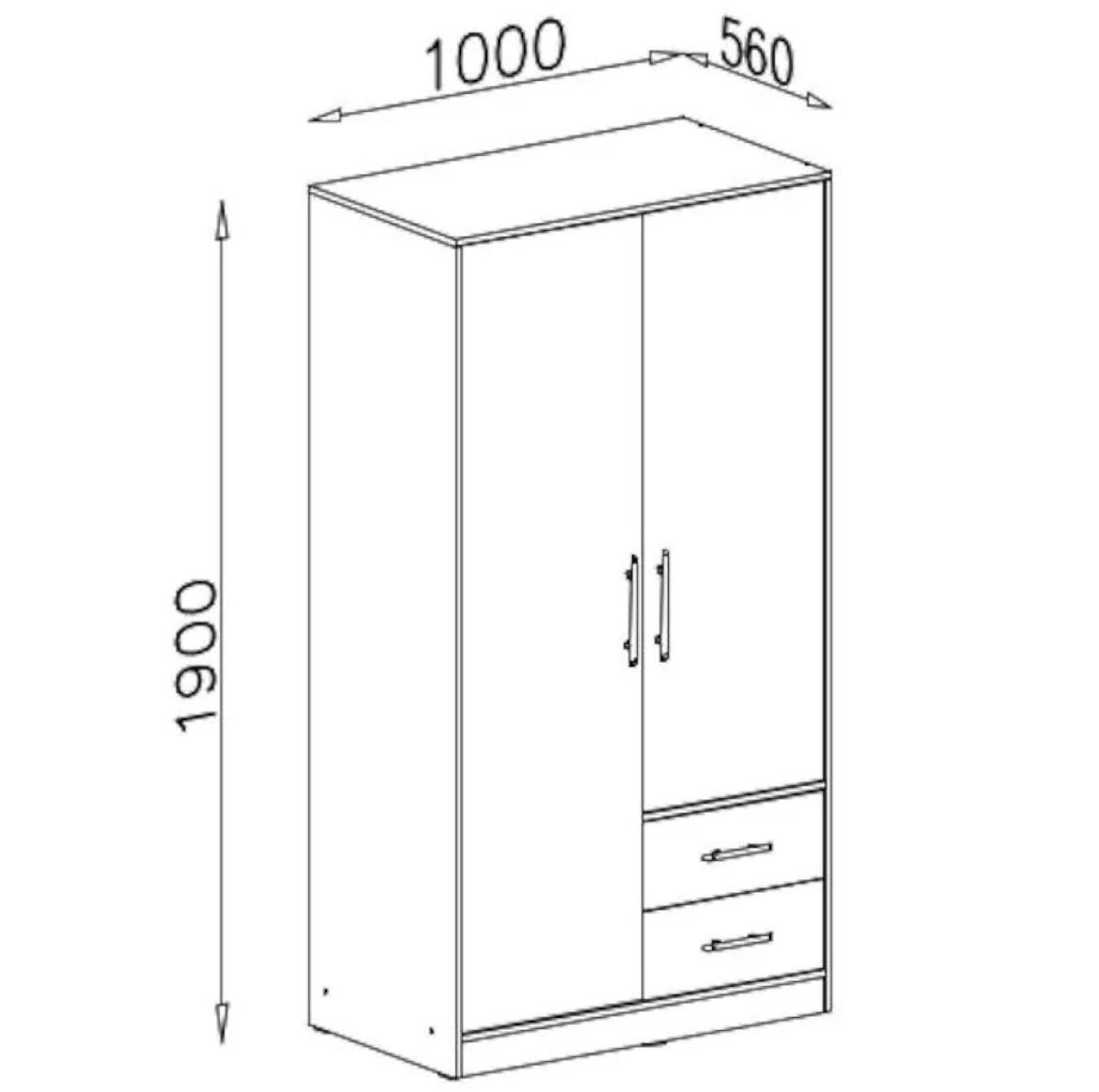 Smart ormar 2 vrata+2 fioke 100x56x190 cm grafit/ogledalo