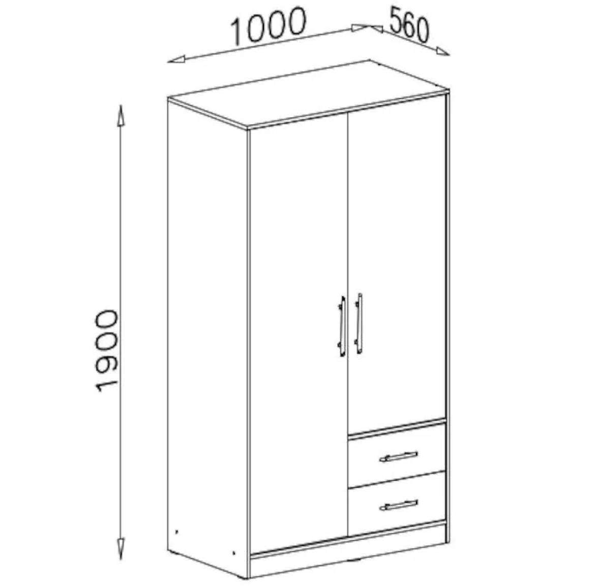 Smart ormar 2 vrata+2 fioke 100x56x190 cm grafit