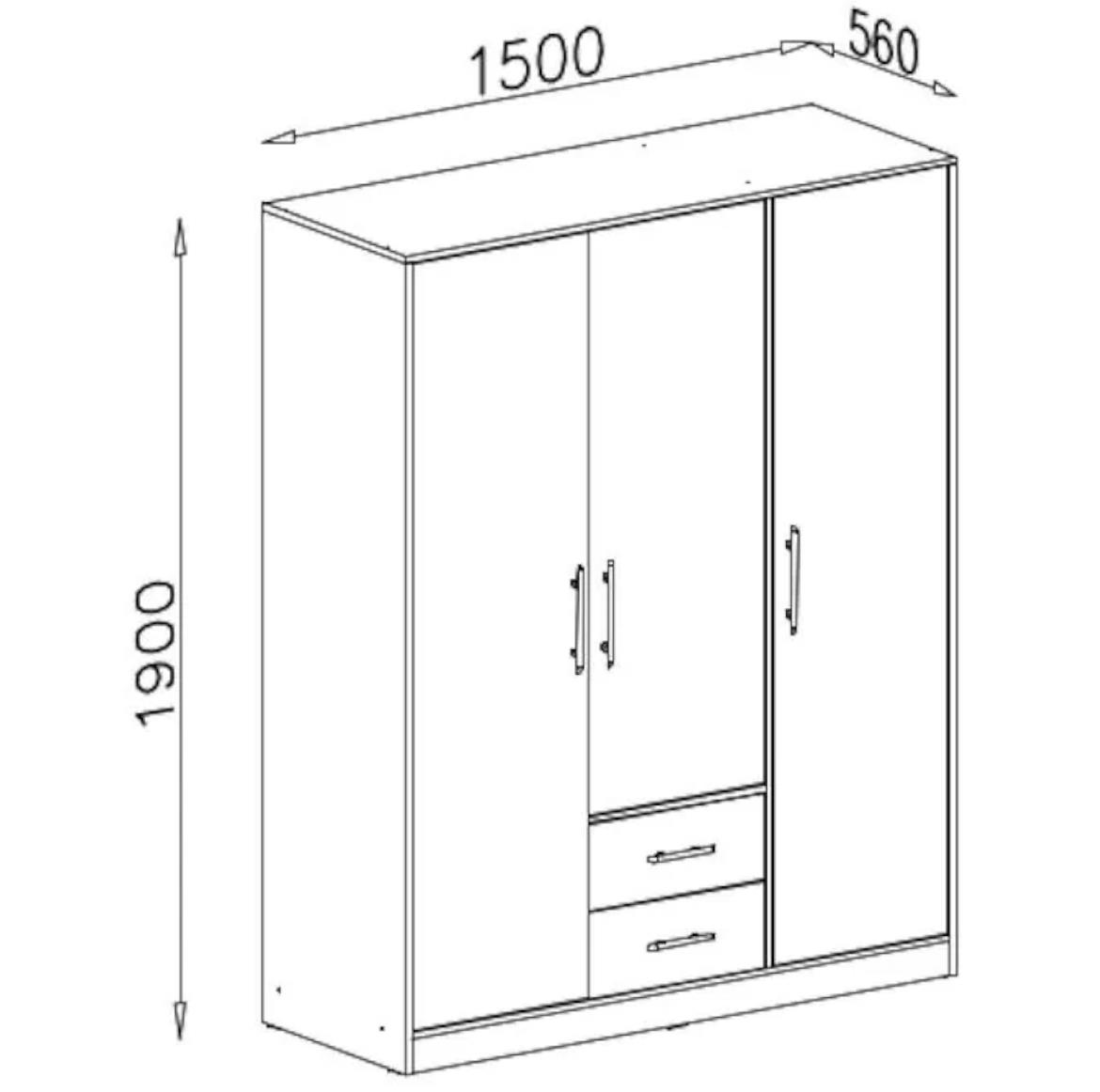 Smart ormar 3 vrata+2 fioke 150x56x190 cm grafit