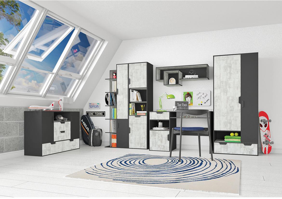 Nano zidna polica 2 otvora 110x28,5x40 belo/siva