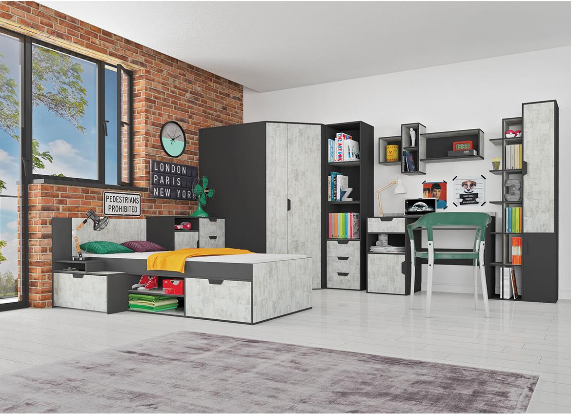 Nano zidna polica 2 otvora 110x28,5x40 belo/siva