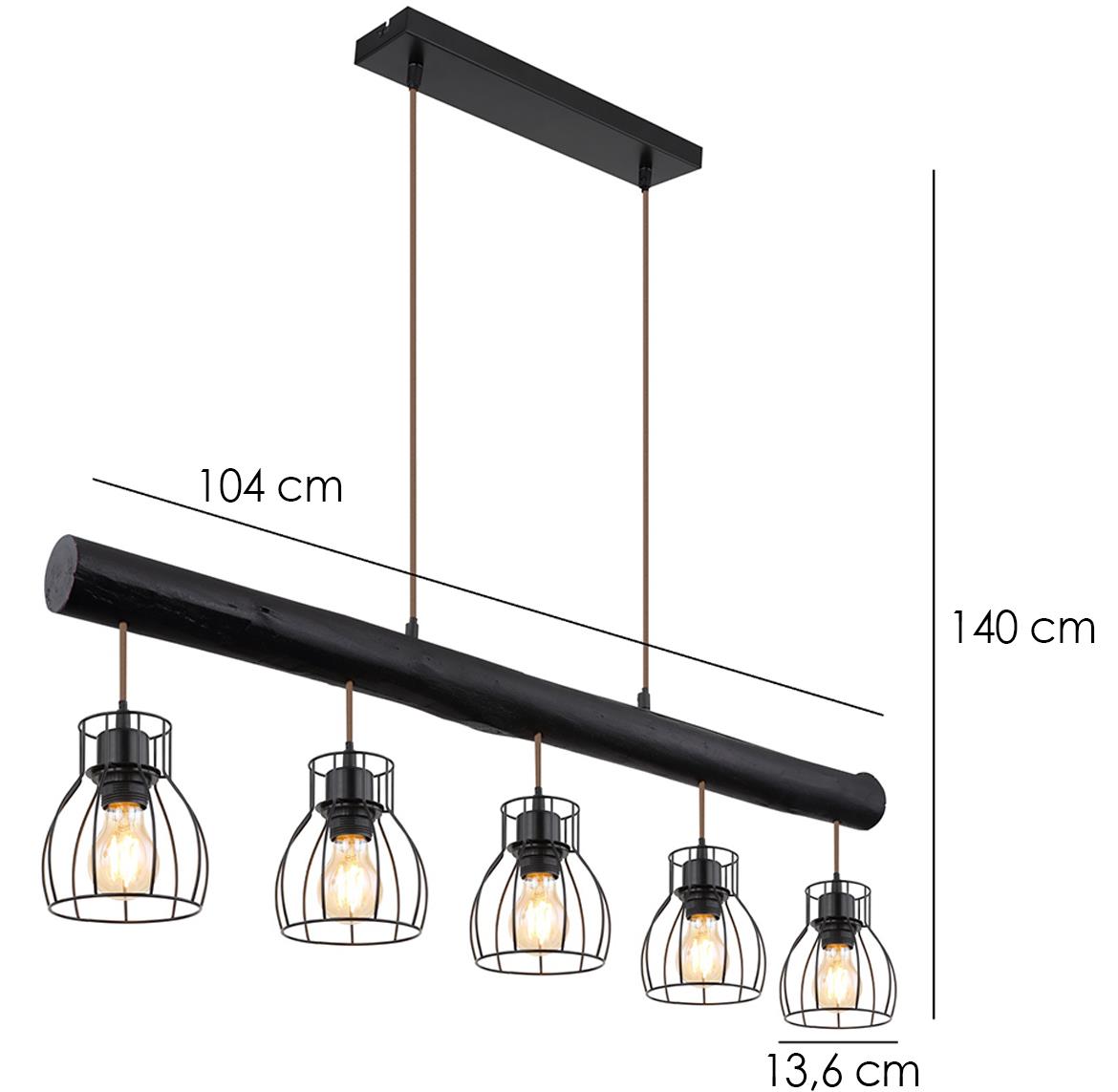 Viseca lampa Mina 5 crna