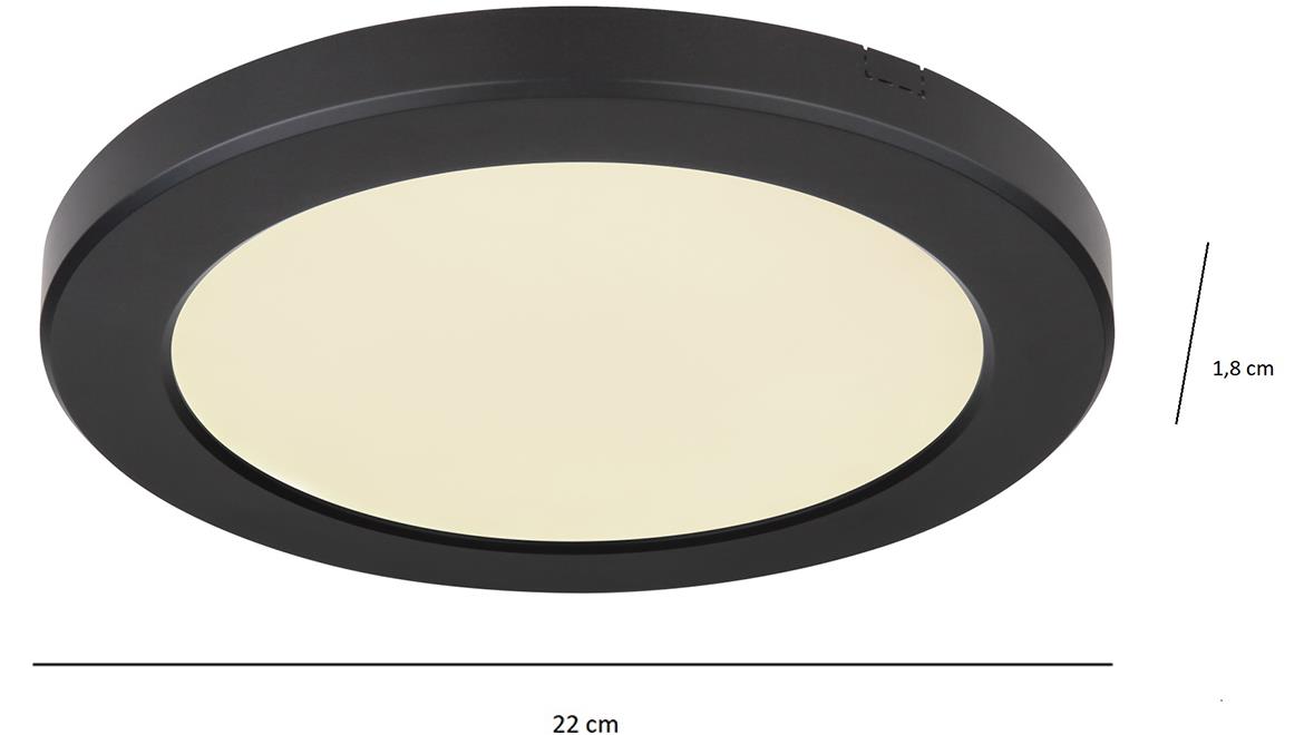 Plafonjera Lasse LED 18W D22cm crna