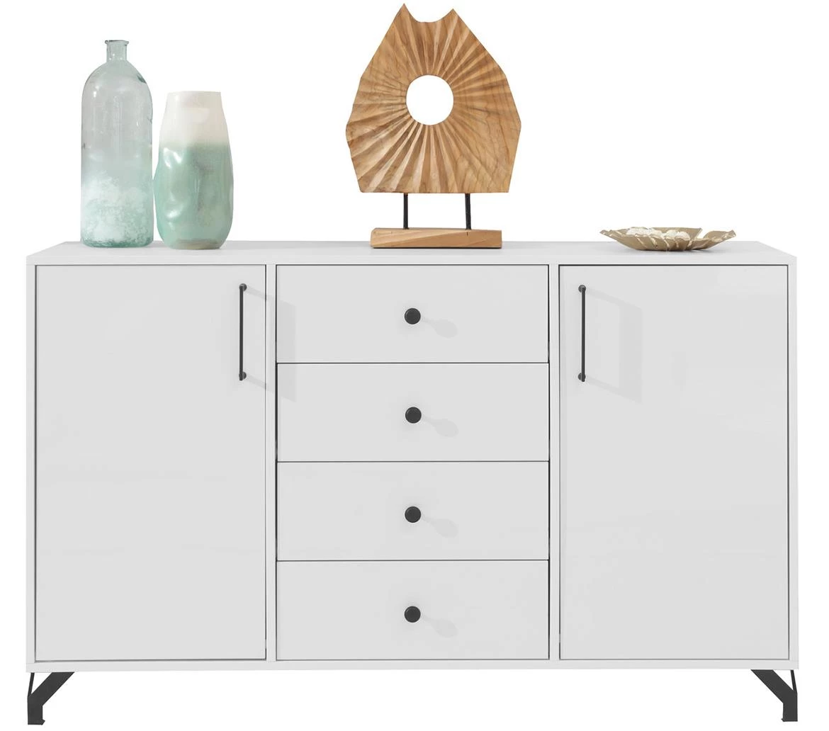 Bergen komoda 2 vrata+4 ladice 140x40x85 cm bijela