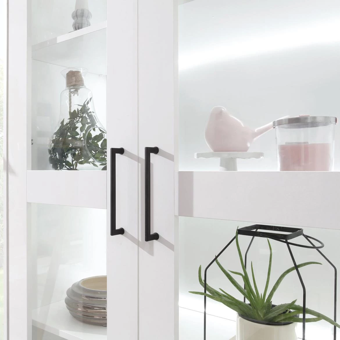 Bergen vitrina 2 vrata+2 ladice 90x40x190 cm bijela