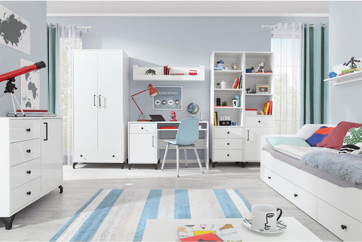 Bergen vitrina 2 vrata+2 ladice 90x40x190 cm bijela