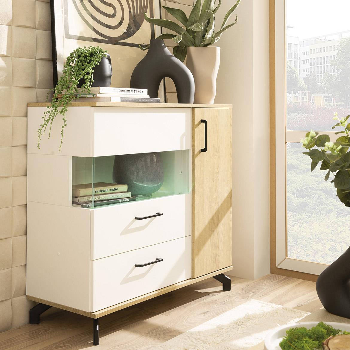 Komoda Madison Md10 Bijeli Lux / Sunder hrast