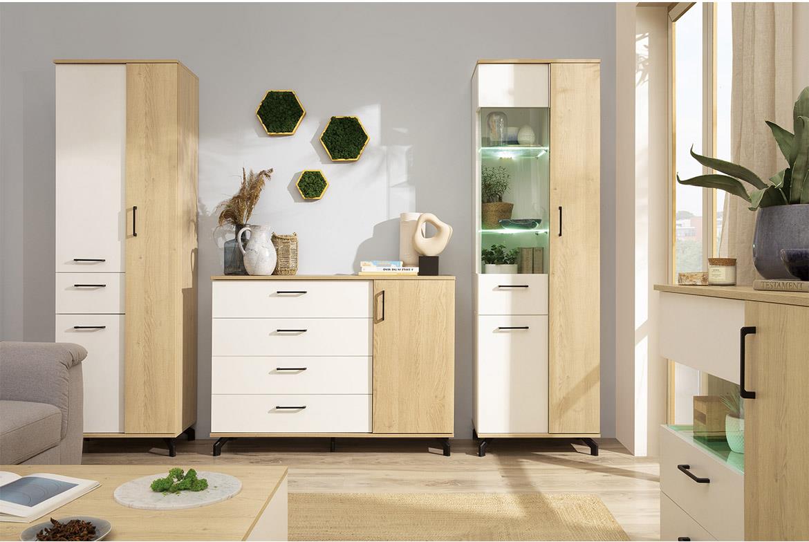 Komoda Madison Md10 Bijeli Lux / Sunder hrast