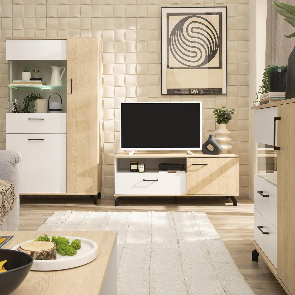 Ormar Madison Md1 Bijeli Lux / Sunder hrast