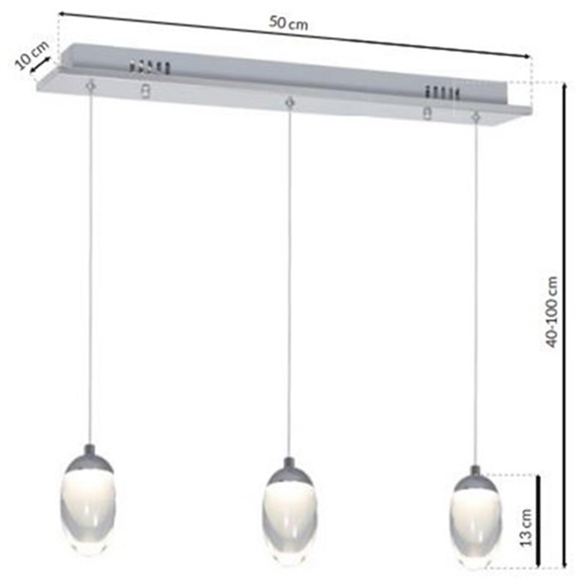 Viseca lampa Ovo 3 srebrna