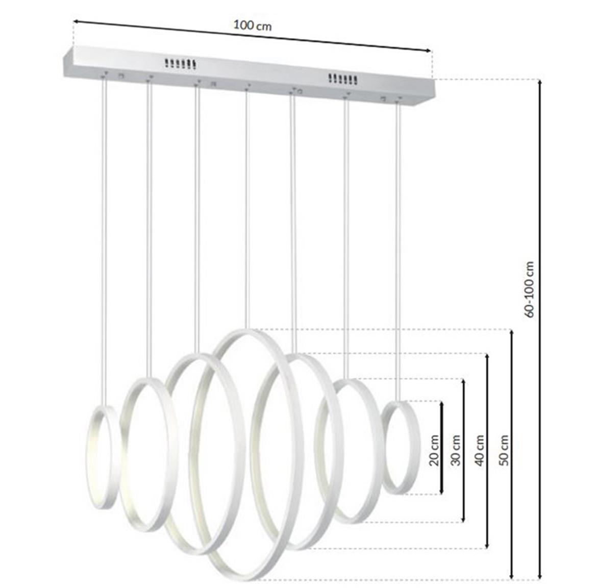 Viseca lampa Vertigo LED 7 bela