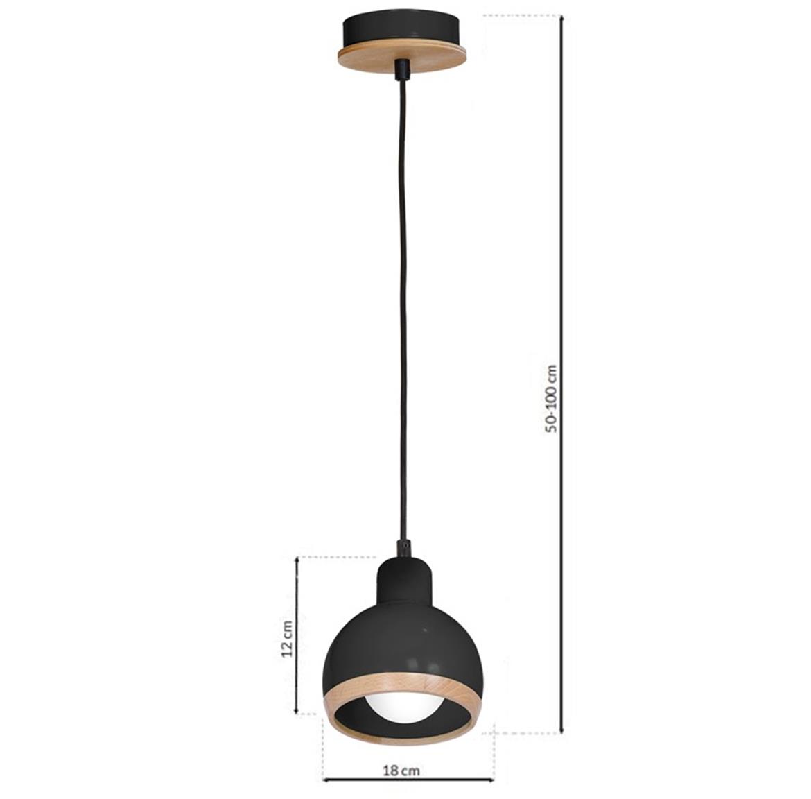 Viseca lampa Oval 1 crna