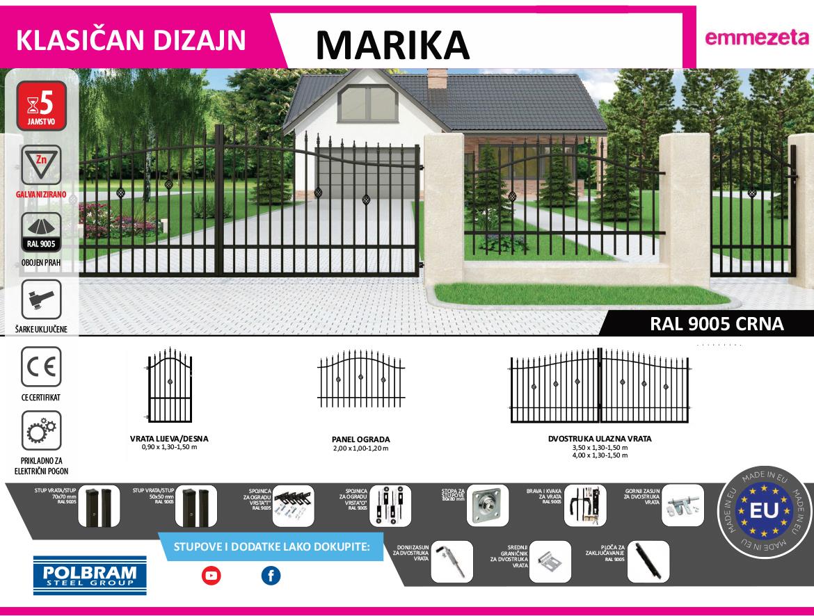 Kapija za ogradu Marika 0,9x1,3-1,5 m leva / Zn