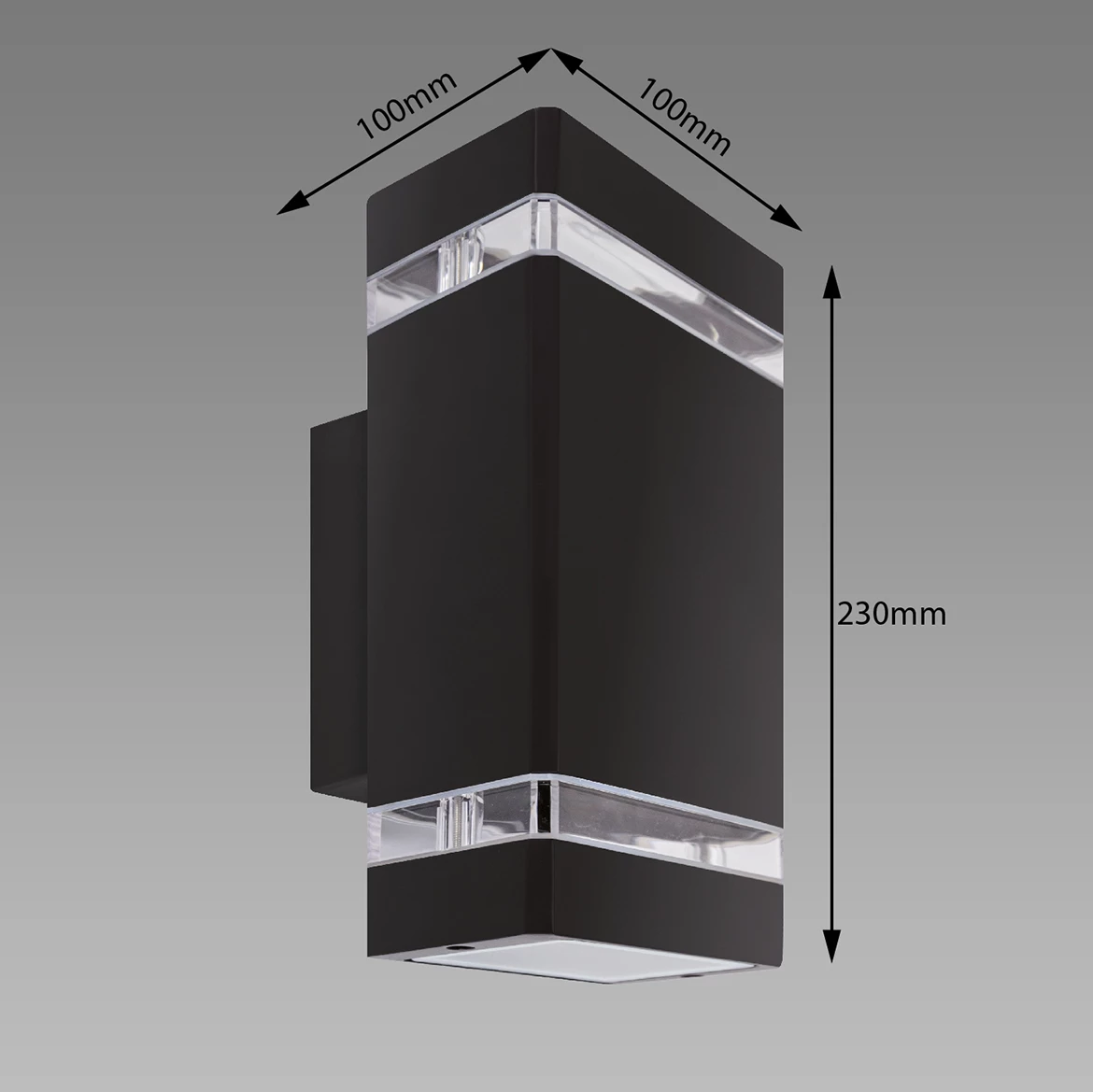 Zidna lampa Bruno 2 kvadratna crna