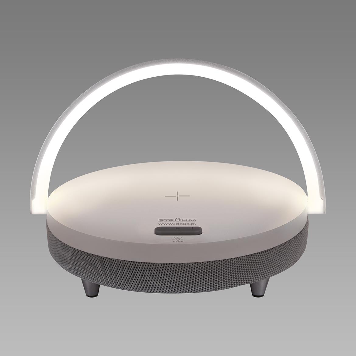 Stona lampa Saturn LED sa bežicnim punjacem i zvucnikom bela