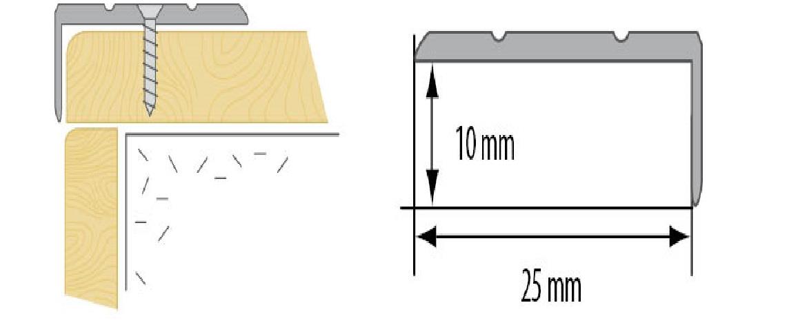 Lajsna za stepenice LSW 10X25 1.0 srebrna