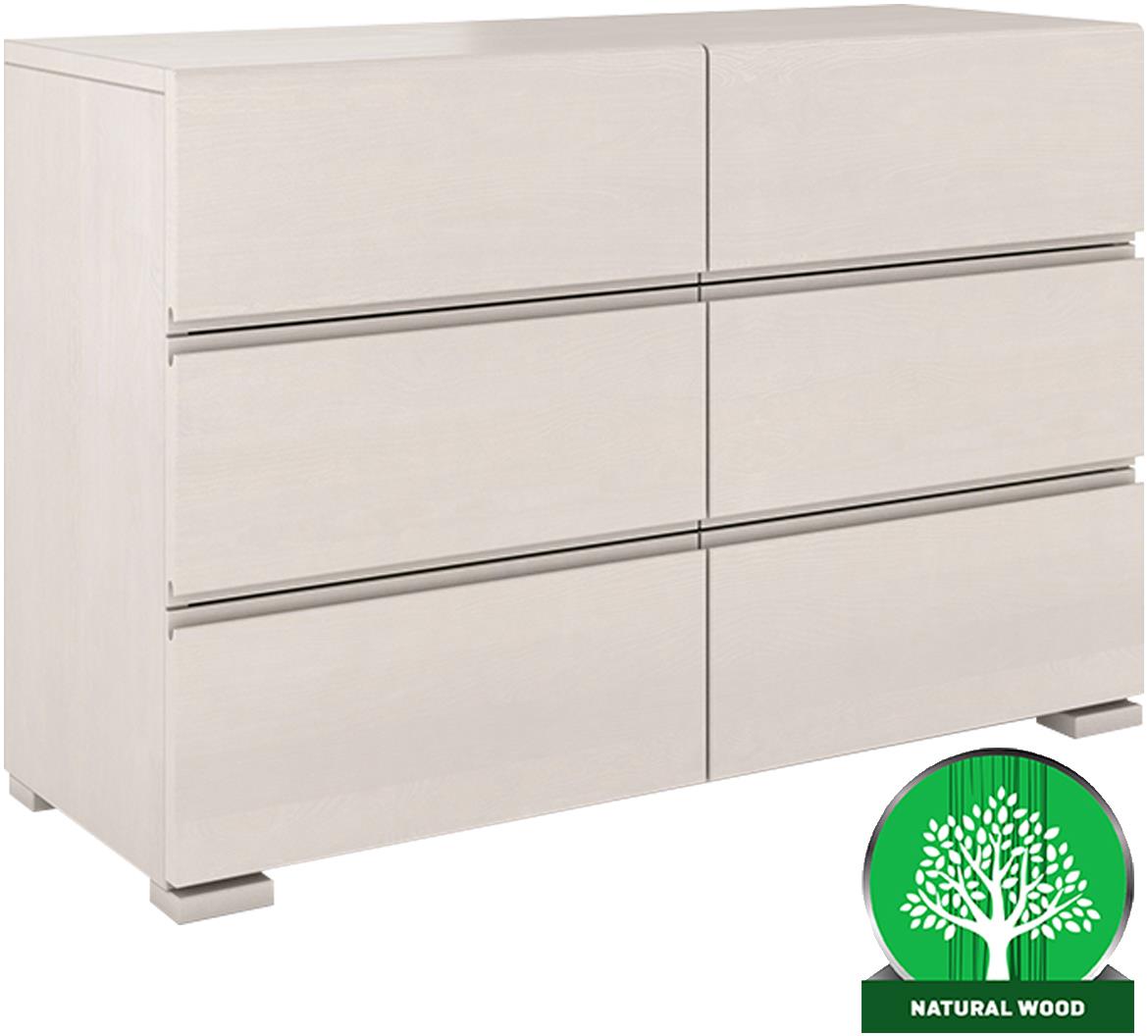 Skandica komoda 3+3 ladice 120x45x81 drvo bora/bijela