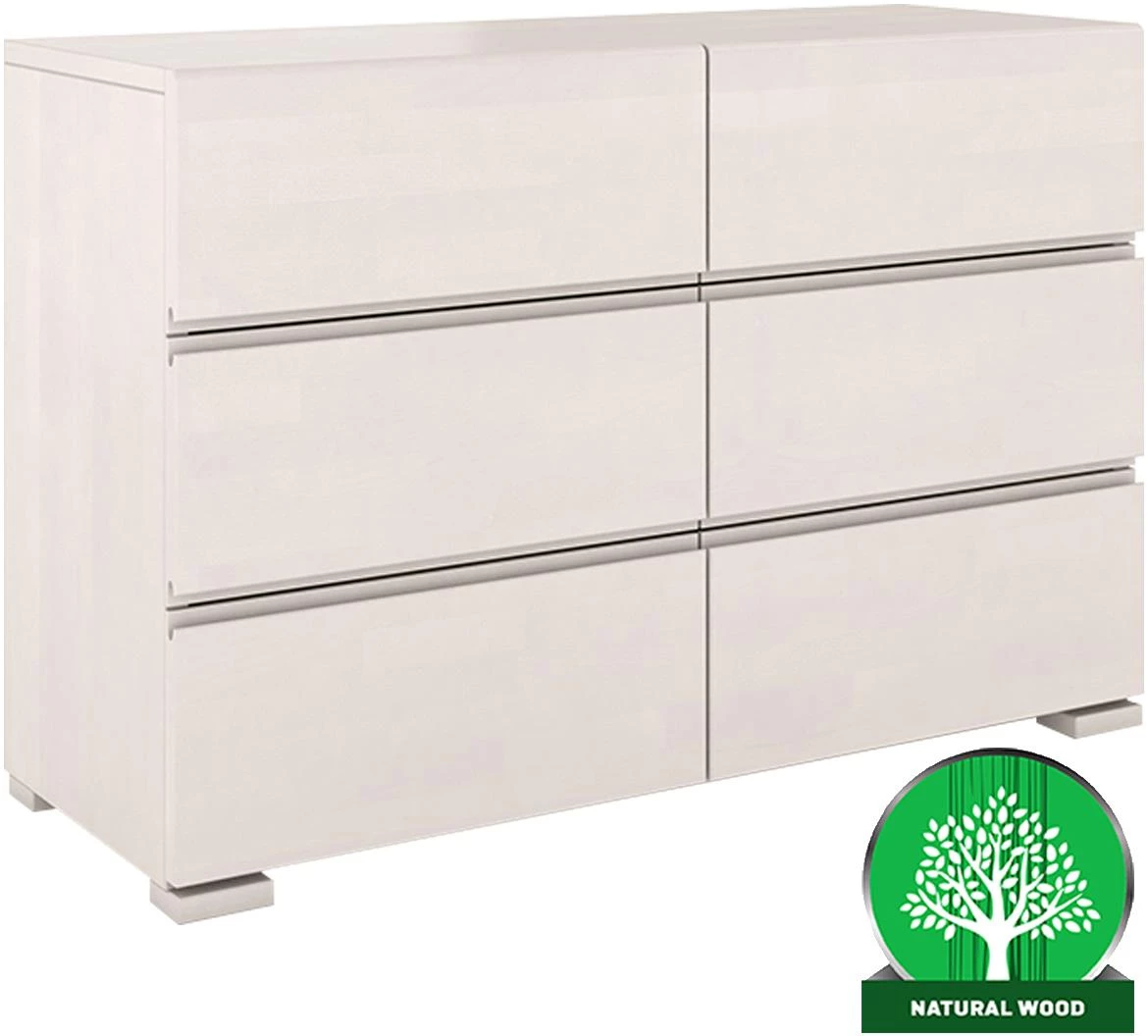 Skandica komoda 3+3 fioke 120x45x81 drvo bukve/bela