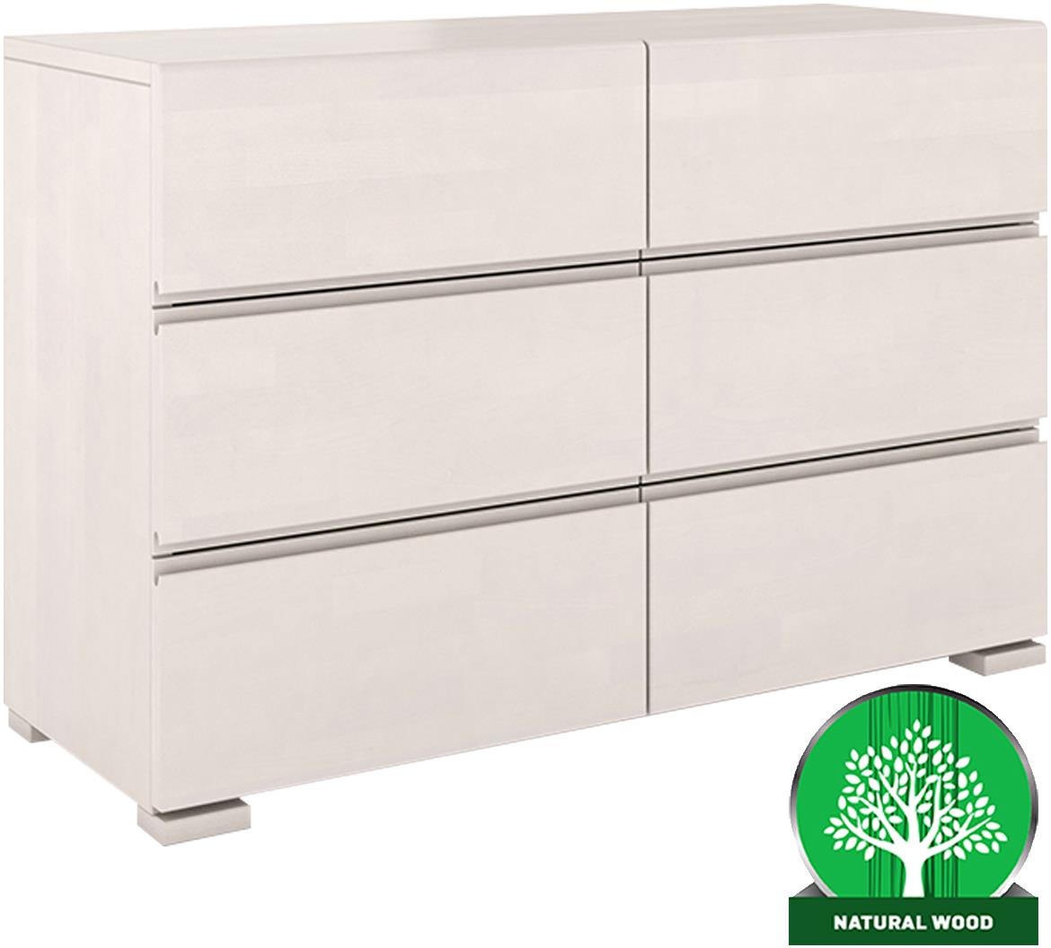 Skandica komoda 3+3 fioke 120x45x81 drvo bukve/bela