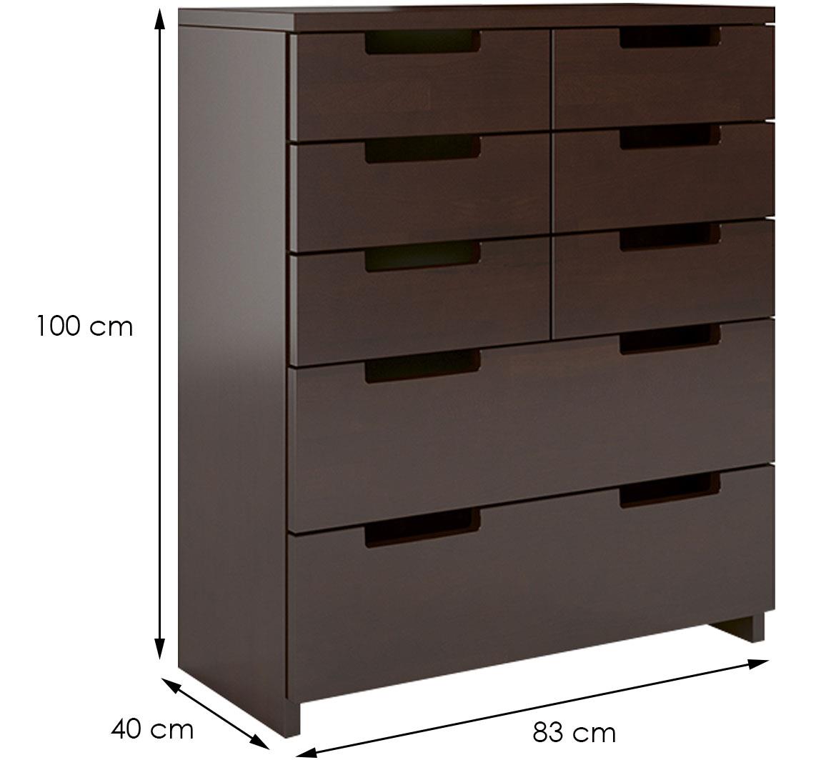 Skandica komoda 6+2 fioke 83x40x100 drvo bukve/wenge