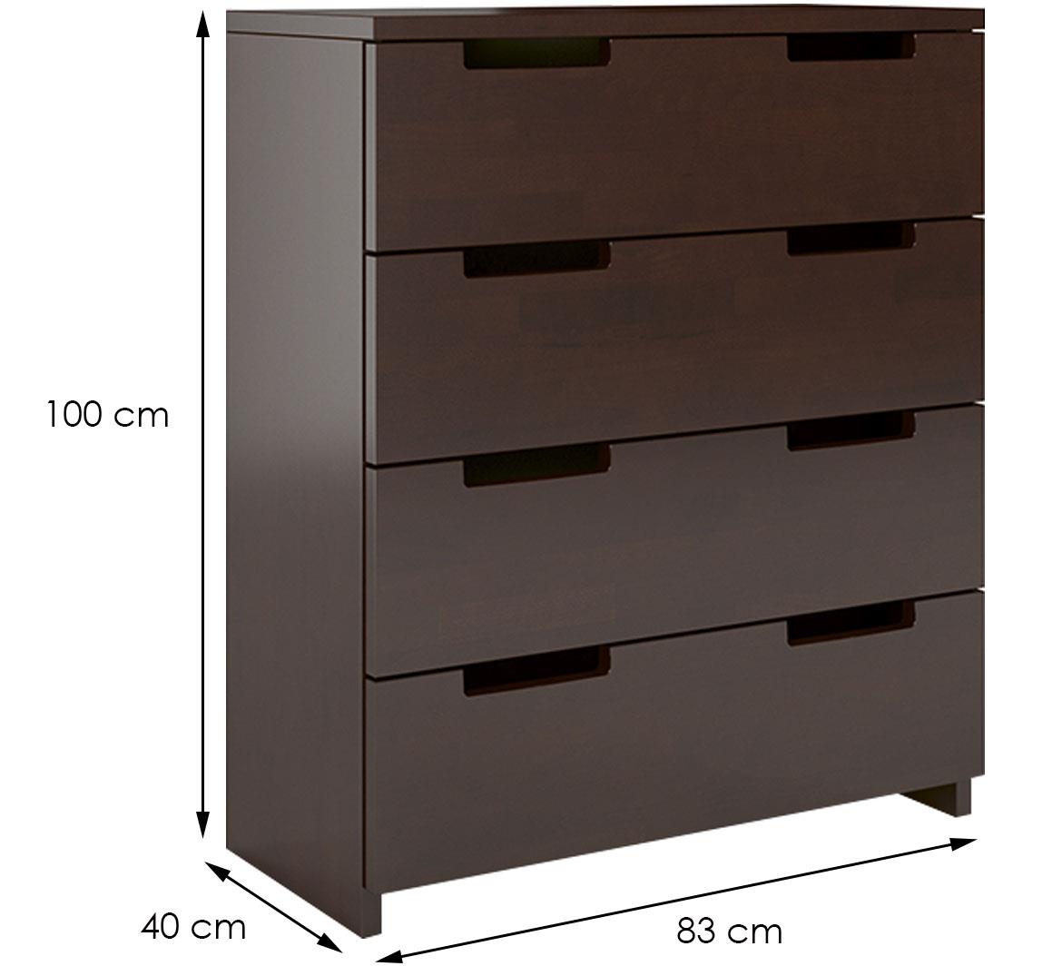 Skandica komoda 4 fioke 83x40x100 drvo bukve/wenge