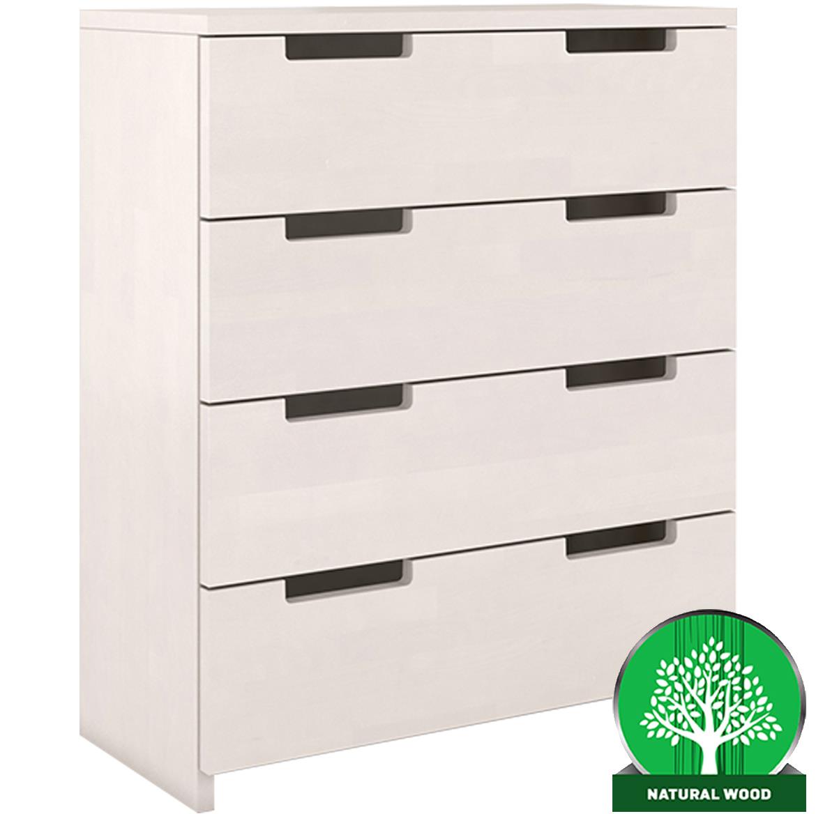 Skandica komoda 4 fioke 83x40x100 drvo bukve/bela