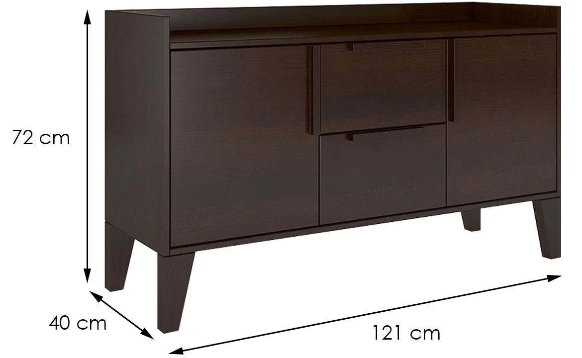 Skandica komoda 2 vrata+2 fioke 121x40x72 drvo bora/wenge