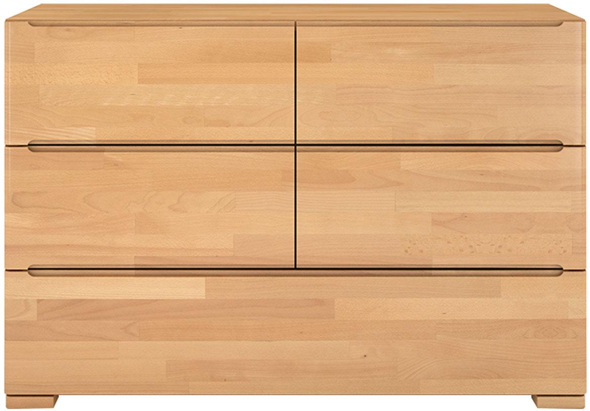 Skandica komoda 4+1 ladica 120x45x81 drvo bukve/natur
