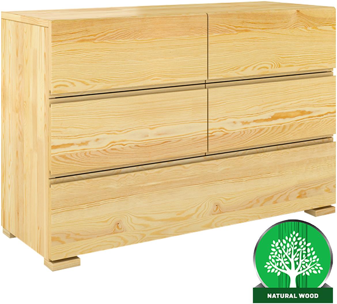 Skandica komoda 4+1 fioka 120x45x81 drvo bora/natur