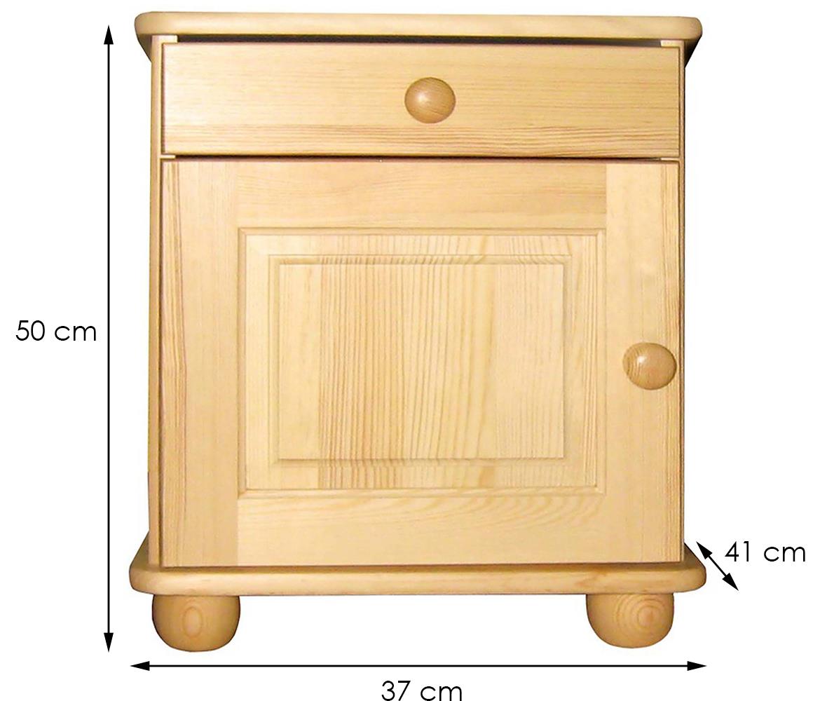 Nocni ormaric 1 fioka+1 vrata 37x41x50 cm drvo bora/natur