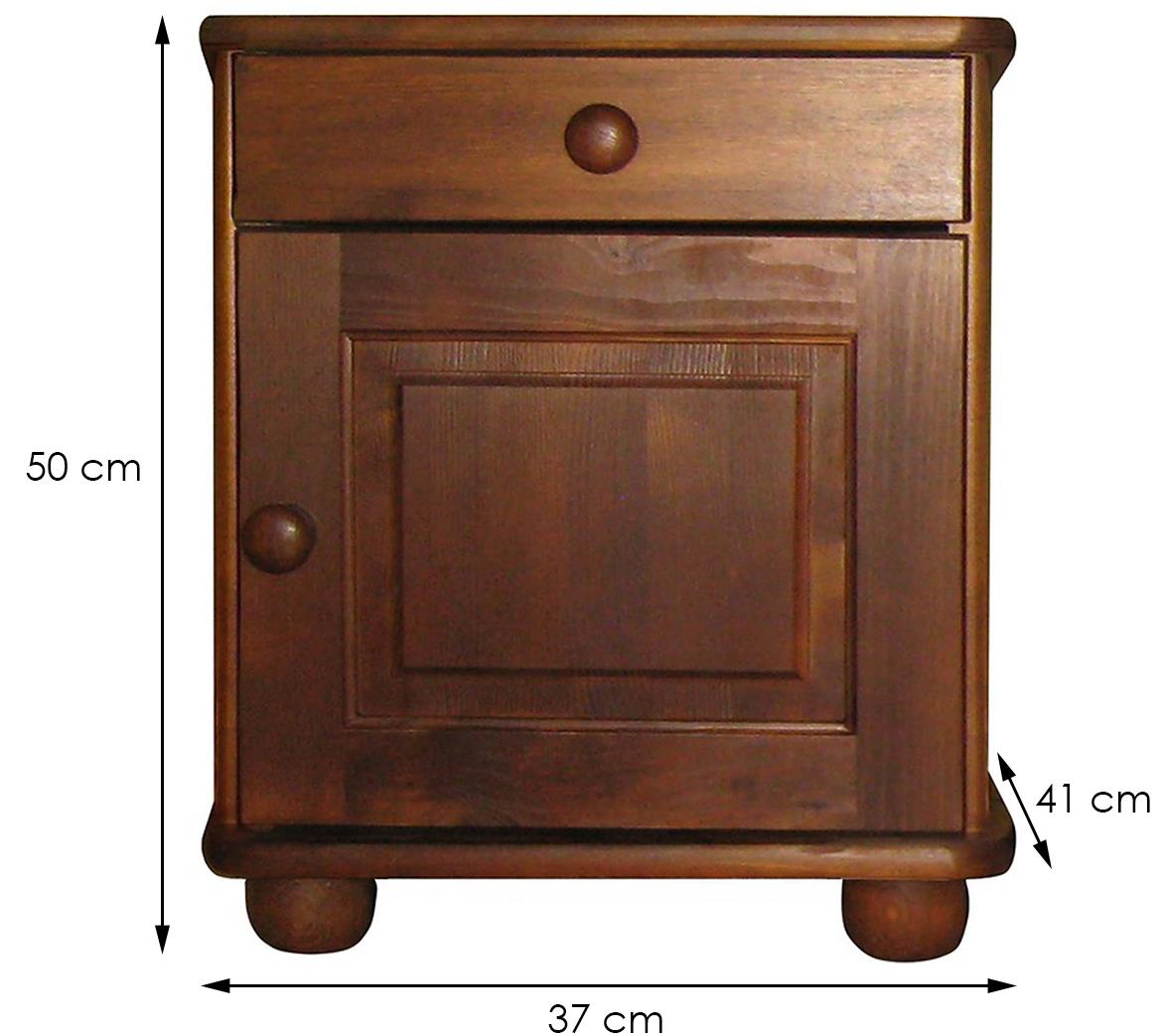 Nocni ormaric 1 fioka+1 vrata 37x41x50 cm tamno braon