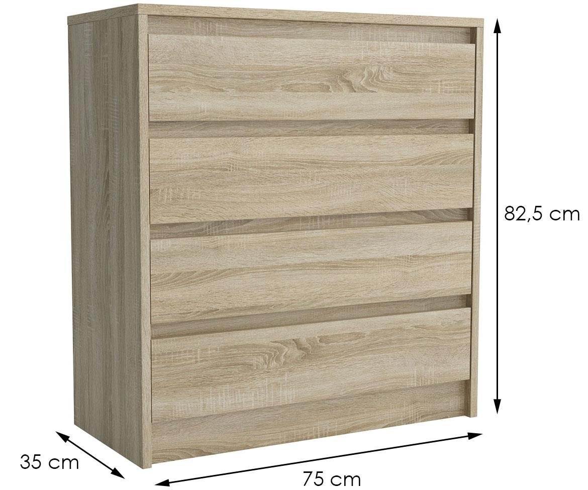 Aston komoda 4 fioke 75x35x82,5  natur (sonoma hrast)