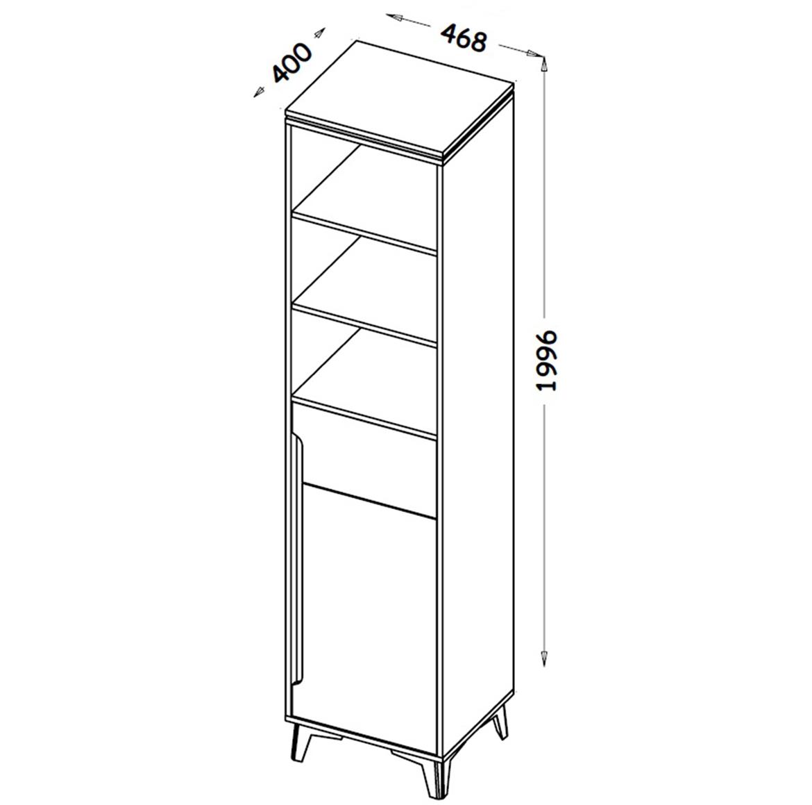 Gappa polica 1 vrata+3 otvora 46,8x40x199,6 siva/natur