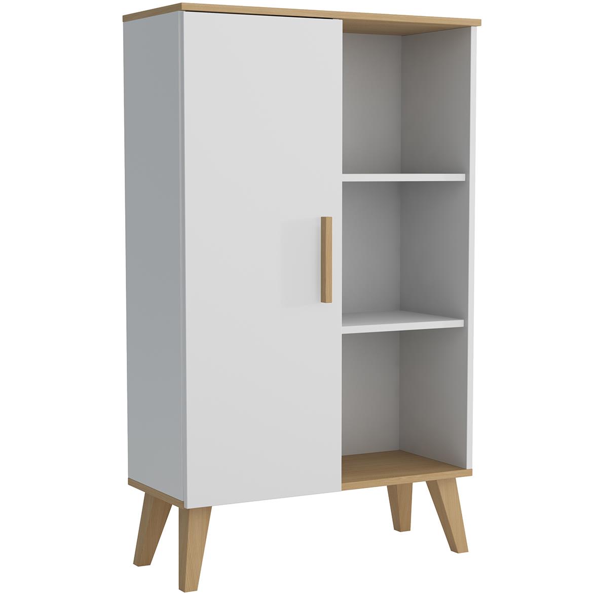 Dita komoda lijeva 1 vrata+3 otvora 80,2x33,5x133,2  bijela/natur (sonoma hrast)