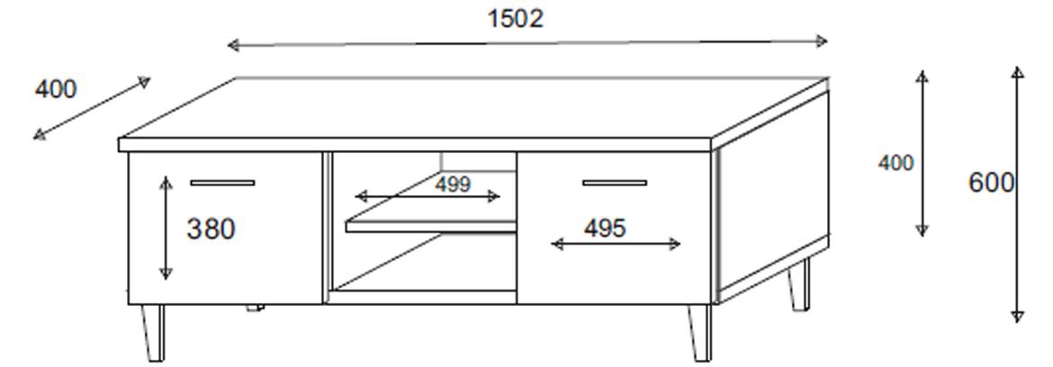 Dita TV komoda 2 fioke+2 otvora 150,2x40x60 bela/natur (sonoma hrast)