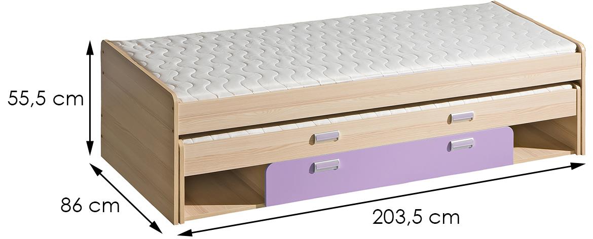 Lorento krevet 203,5x86x55,5 natur/ljubicasta