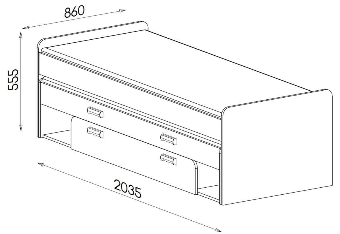 Lorento krevet 203,5x86x55,5 natur/ljubicasta