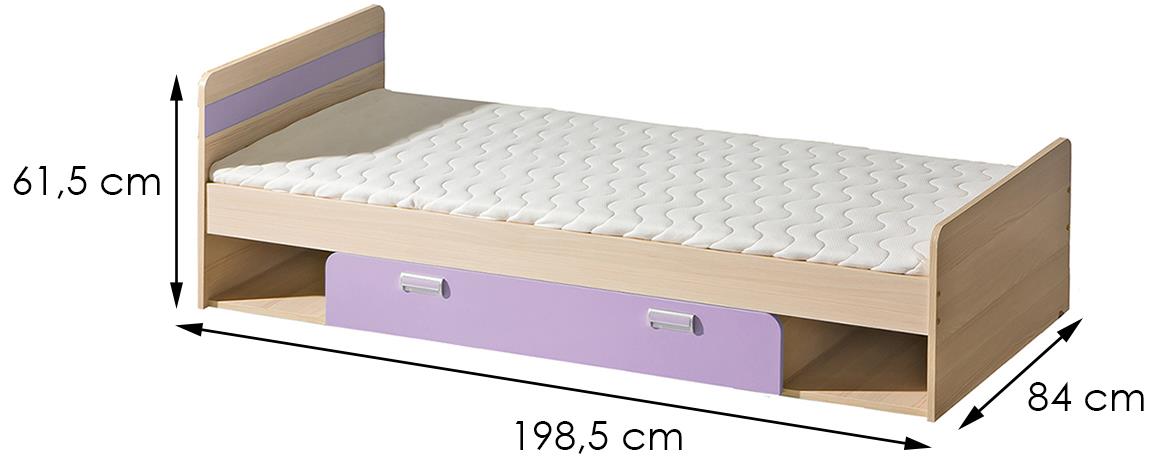 Lorento krevet 198,5x84x61,5 natur/ljubicasta