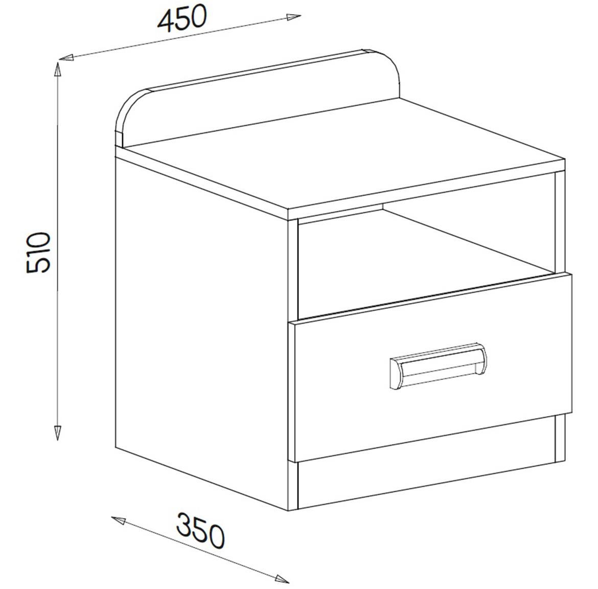 Lorento nocni ormaric 1 fioka+1 otvor 45x35x51 natur/ljubicasta