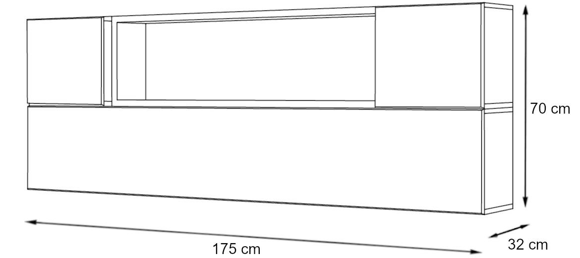 Blox zidna komoda 1 vrata+2 fioke+3 otvora 70x32x175 crna