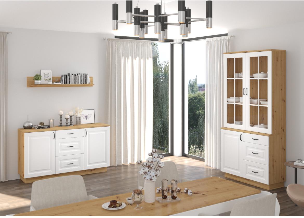 Flavia vitrina 2 vrata 60x37x210 hrast/bela