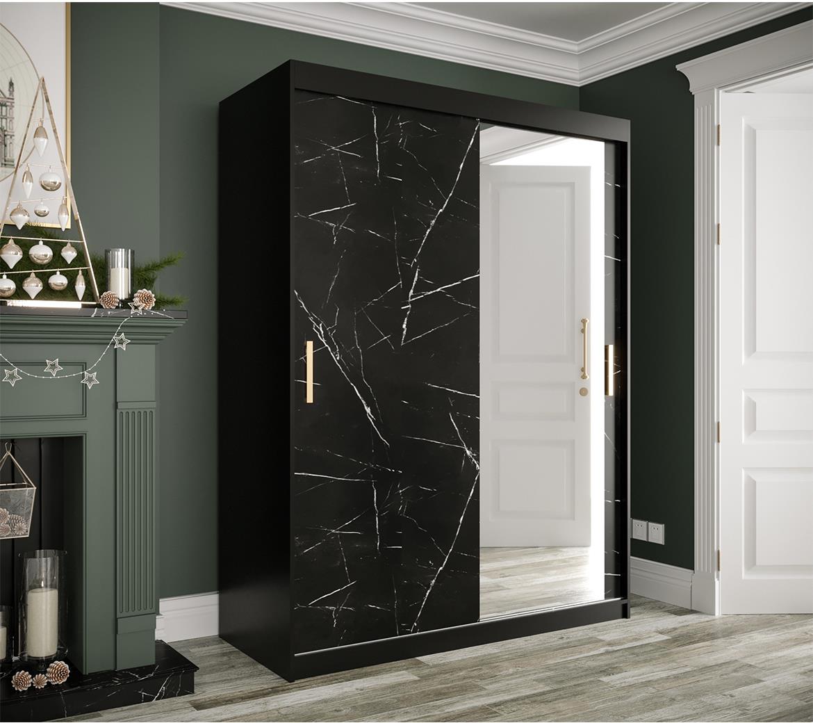 Marble ormar 2 vrata/ogledalo 150x62x200 crni