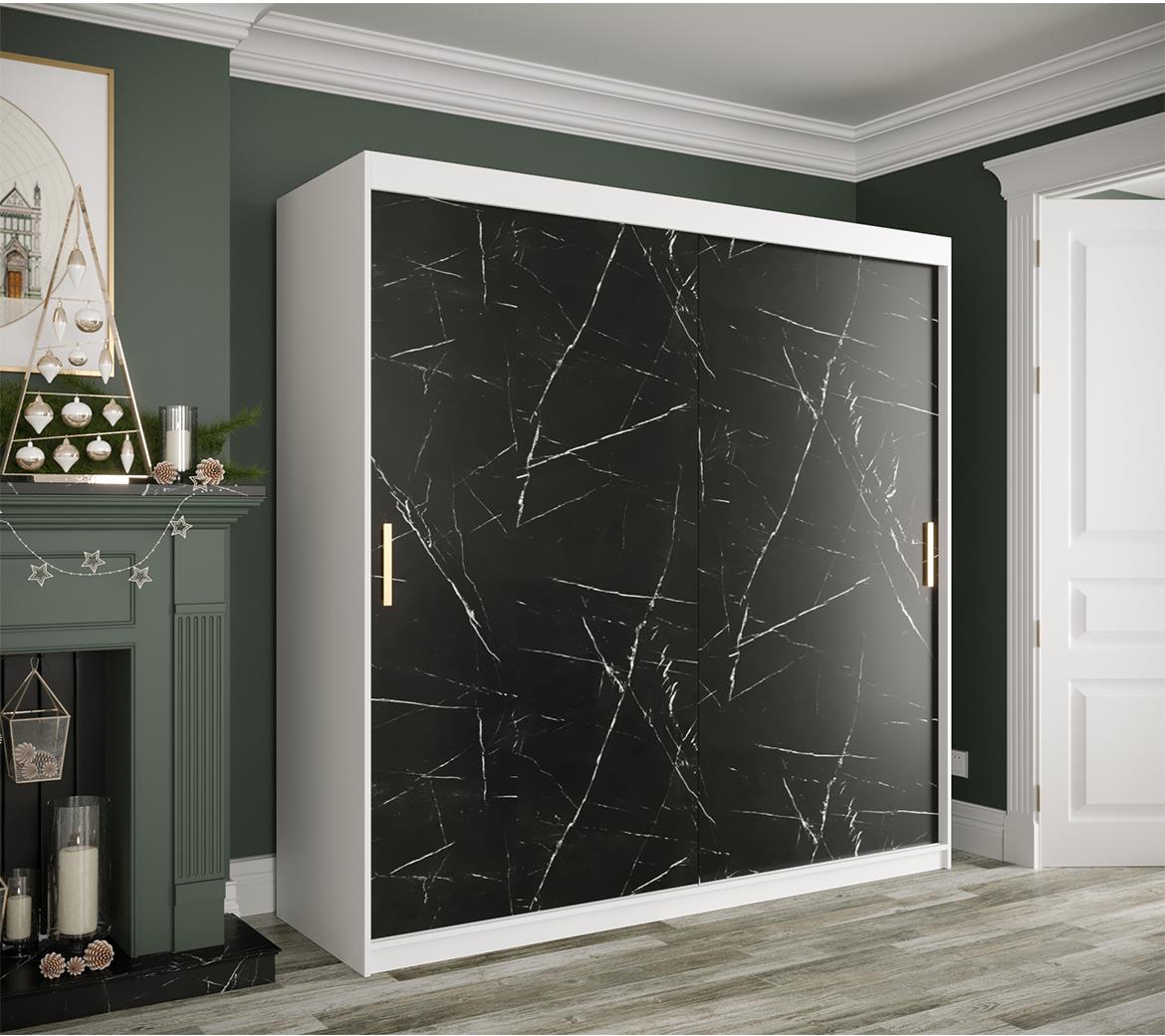 Marble ormar 2 vrata 200x62x200 belo/crni