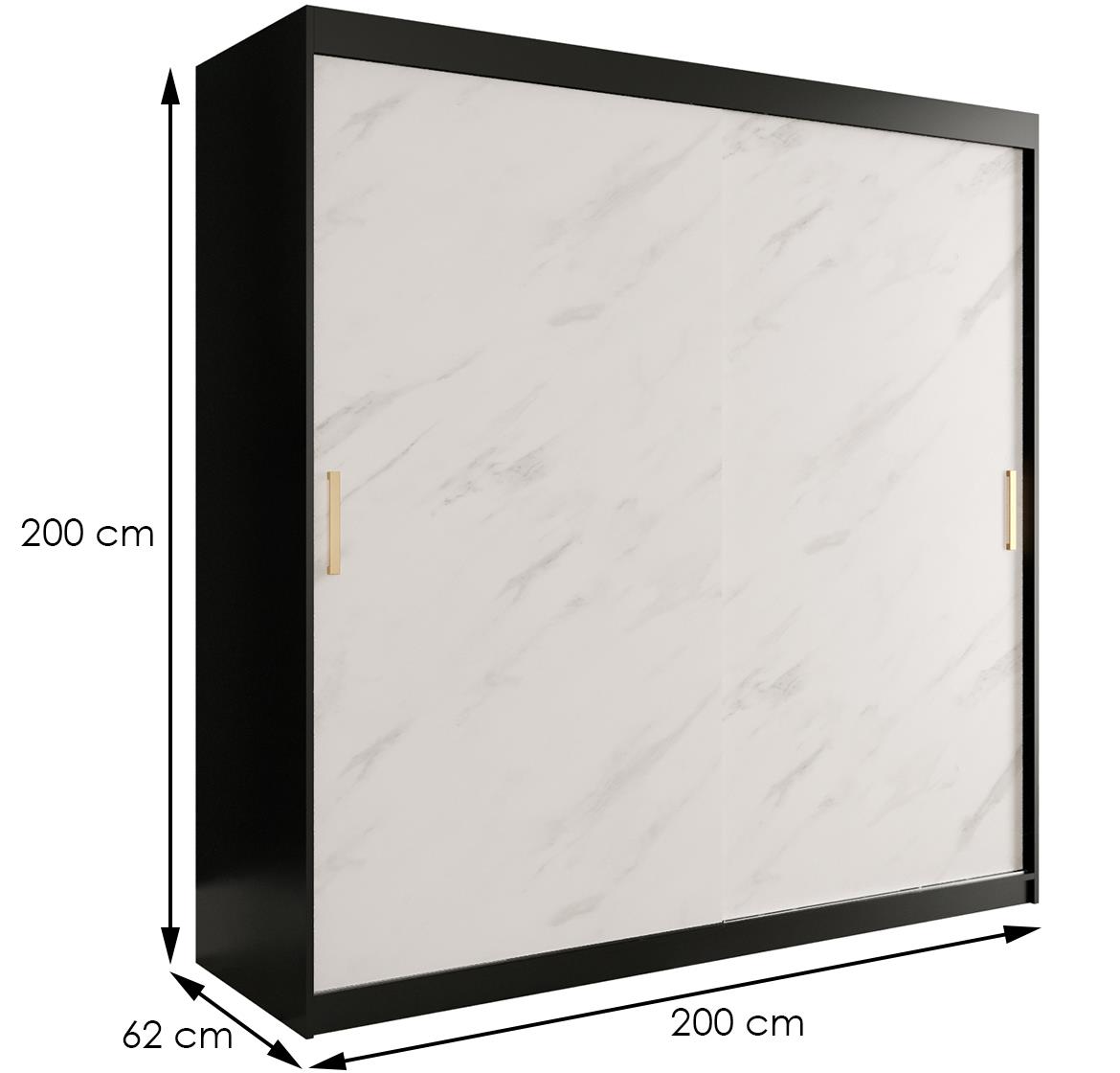 Marble ormar 2 vrata 200x62x200 crno/beli