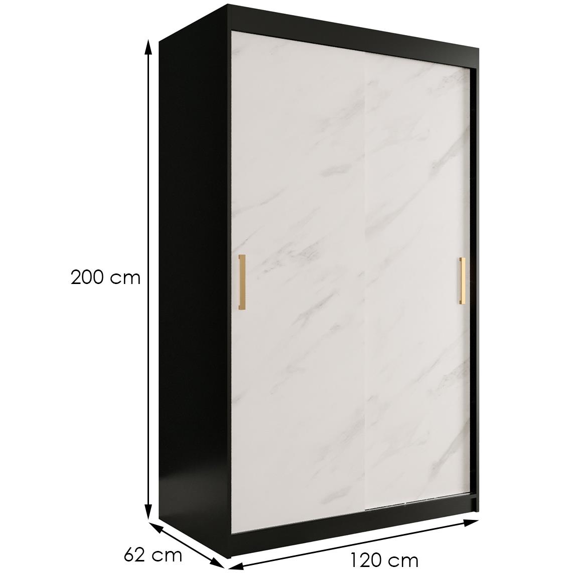 Marble ormar 2 vrata 120x62x200 crno/beli