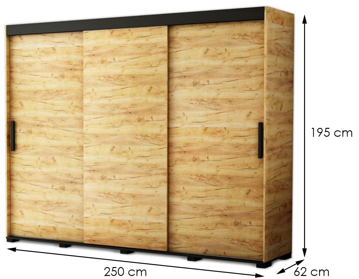 Bergamo ormar 3 vrata 250x62x195 natur (artisan hrast)