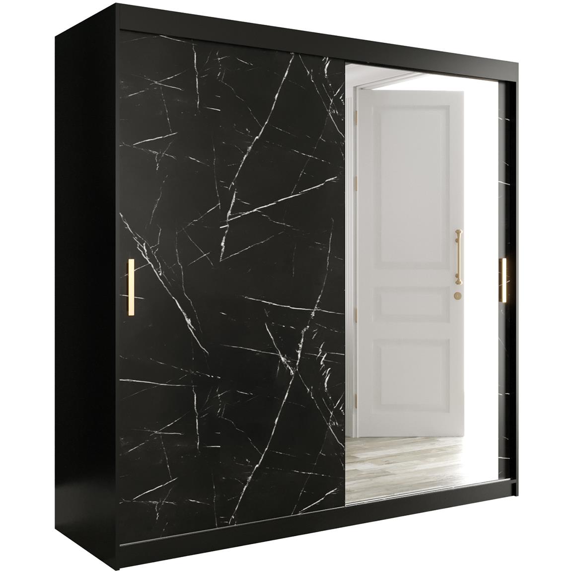 Marble ormar 2 vrata/ogledalo 200x62x200 crni