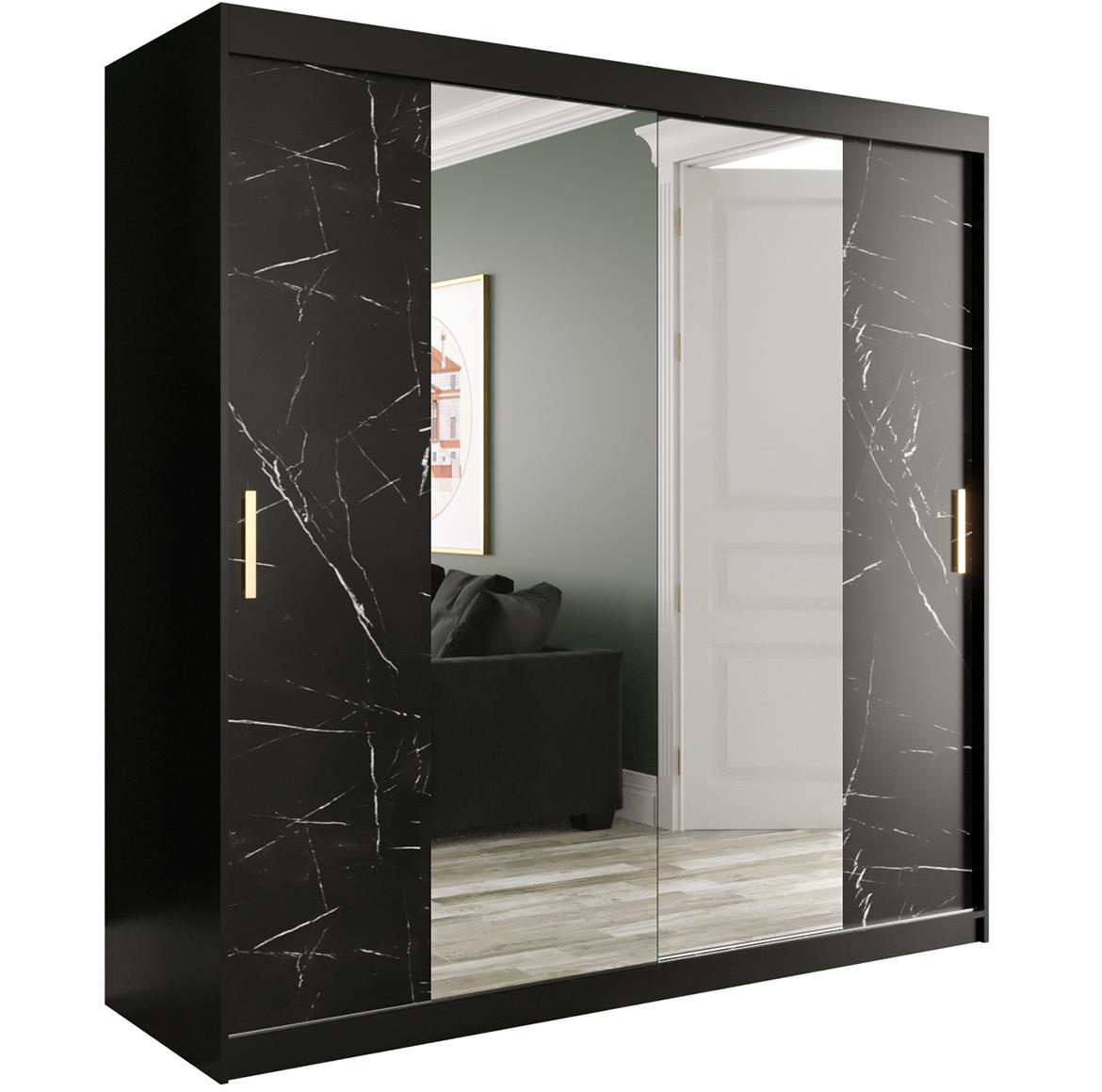 Marble ormar 2 vrata/ogledalo 200x62x200 crni