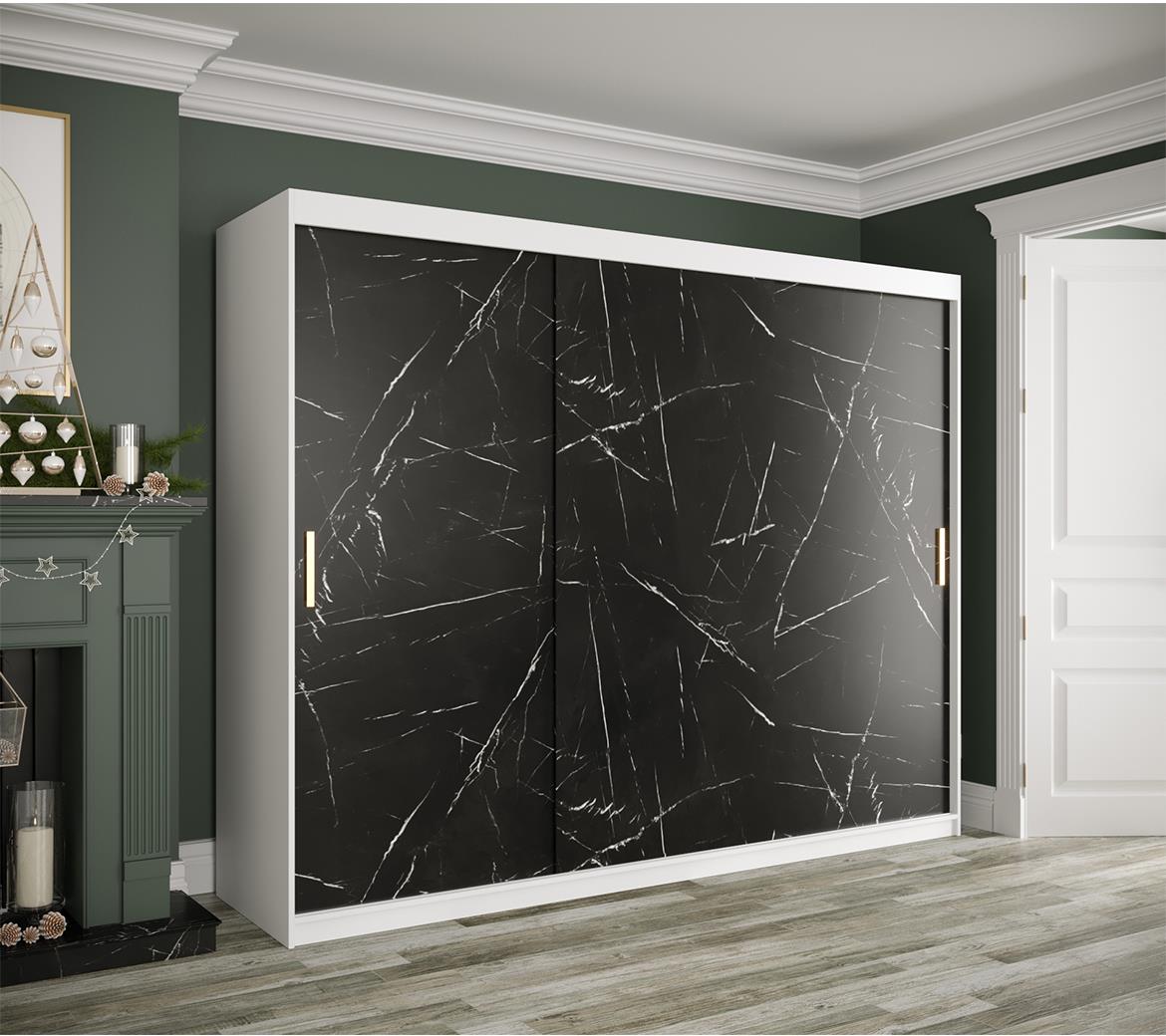 Marble ormar 3 vrata 250x62x200 belo/crni